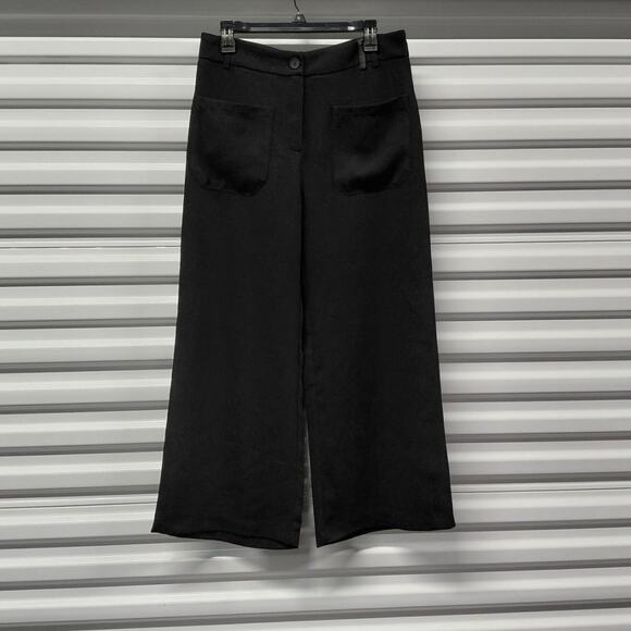 $245 NWT Cotélac Women’s Black Wide Leg Cropped Pants Size 3 US Large Minimalist - Picture 4 of 15